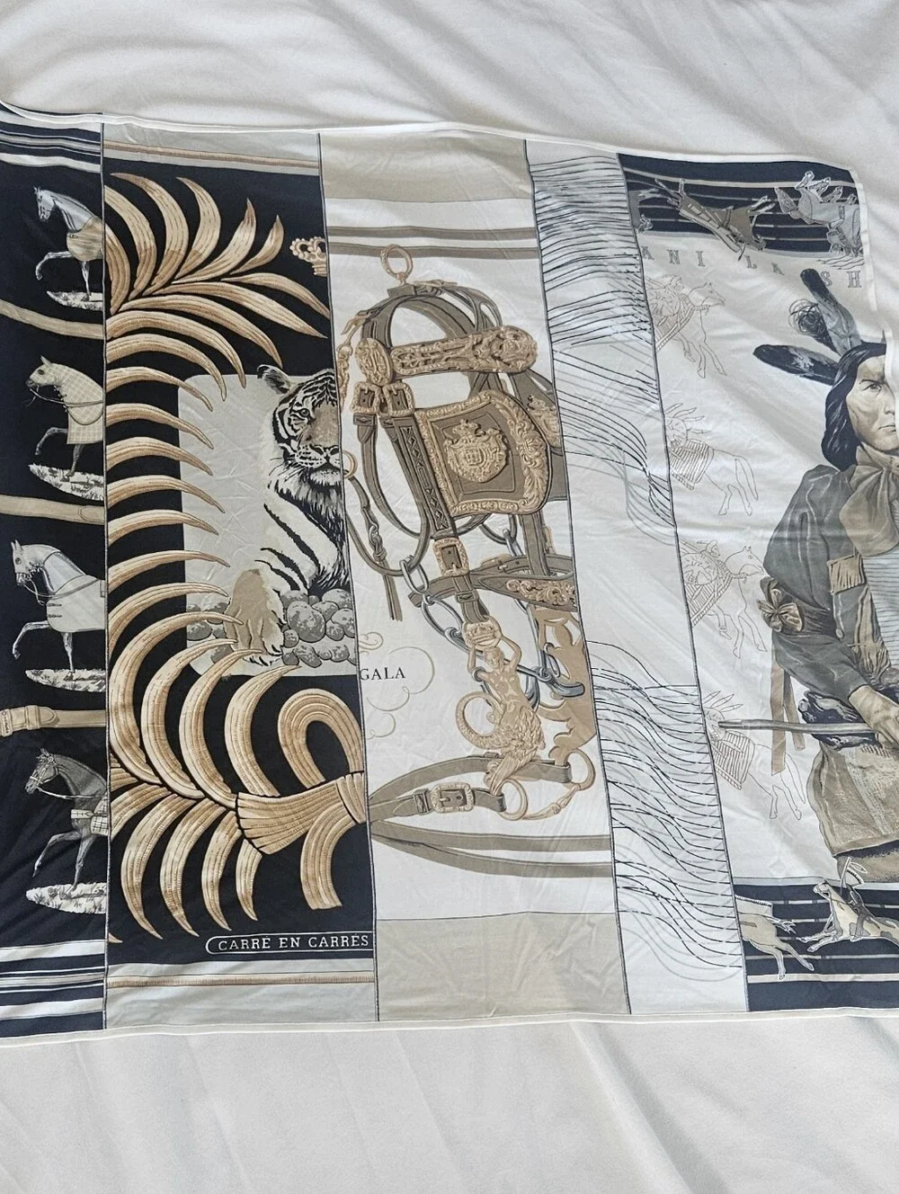 Hermes Authentic Carre En Carres Silk Jersey 90 By Bali Barret New In Box/Tag